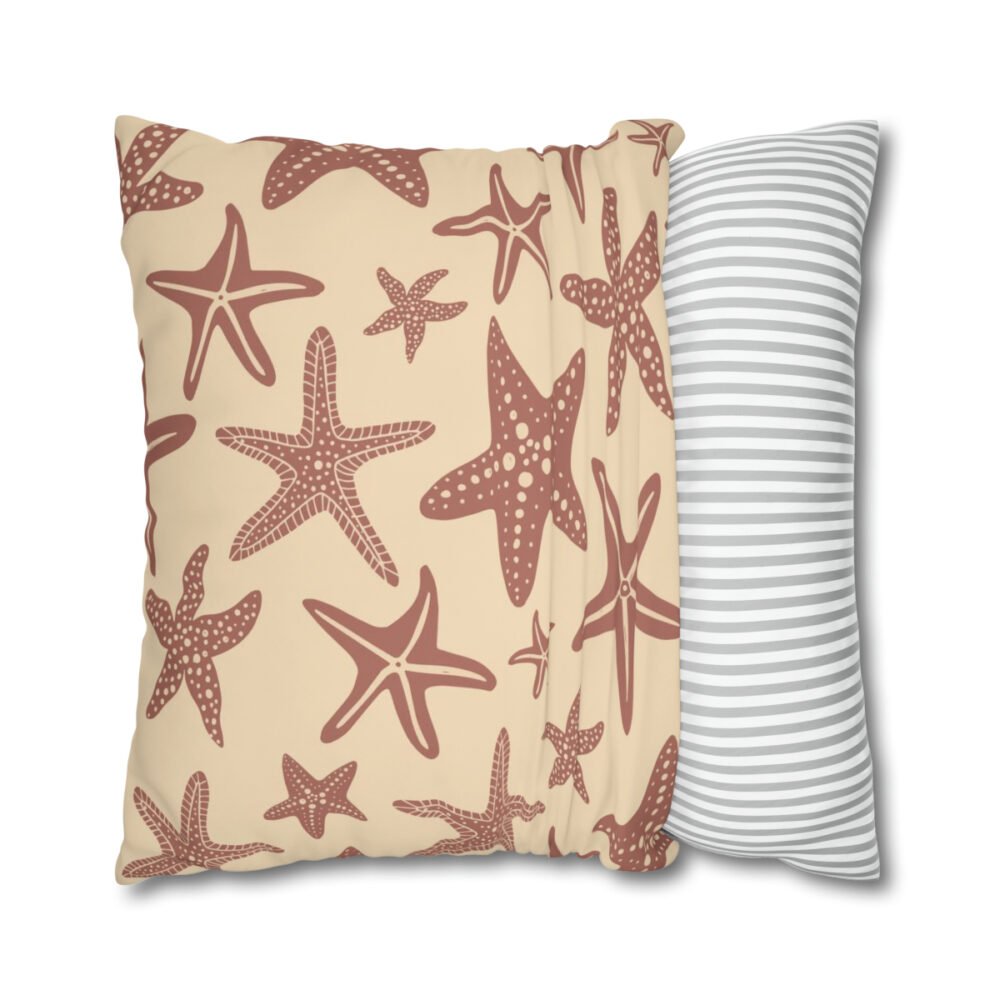 Brown Starfish Pattern for Kids on Yellow Euro Pillow Shams - Image 4