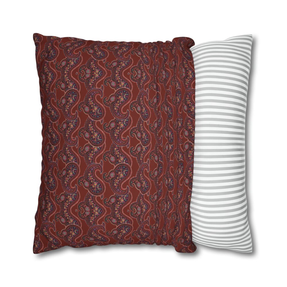 Decorative Burgundy Paisley Bed Pillow Shams with Zipper - Image 2