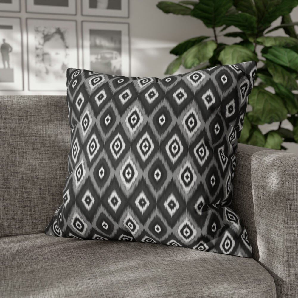 Modern Black n White Ikat Euro Shams Pillow Covers - Image 4