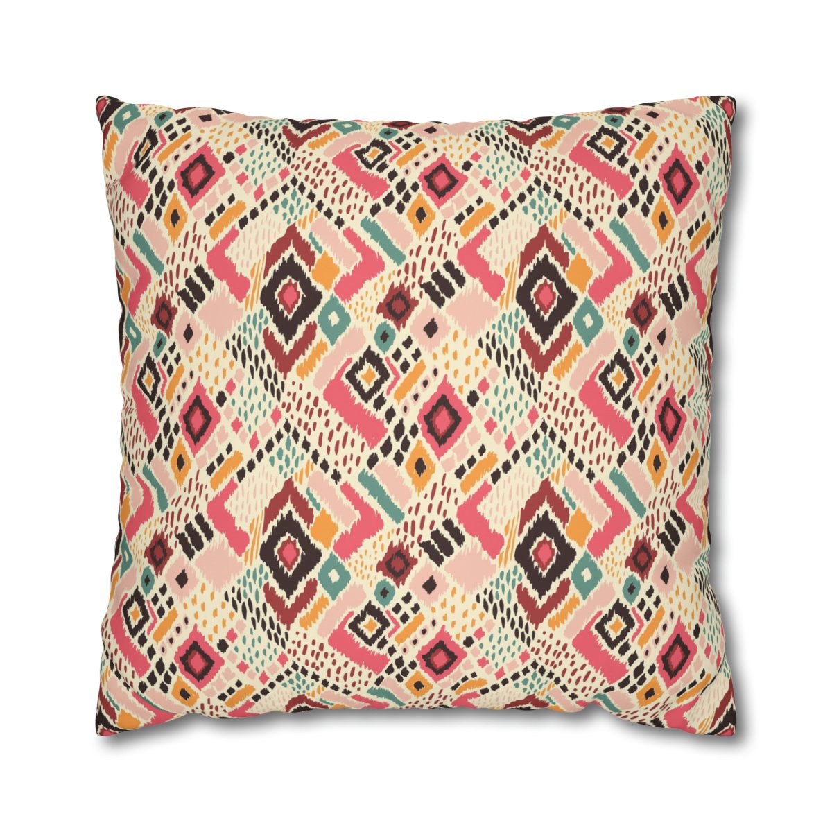 Ethnic Pink Ikat Geometric Euro Pillow Covers