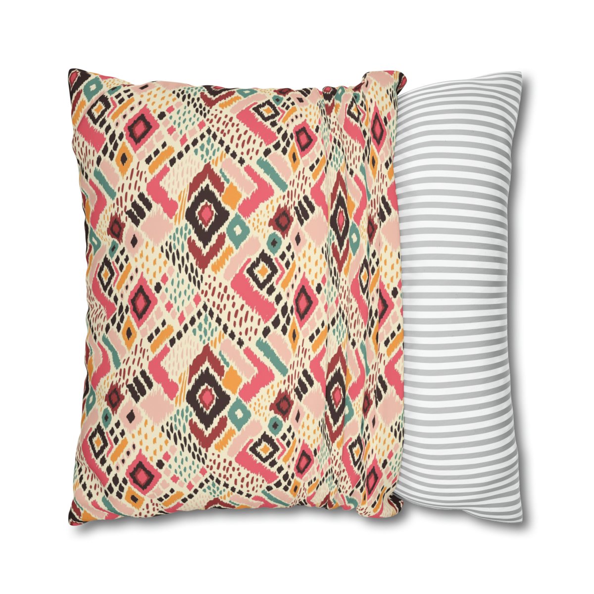 Ethnic Pink Ikat Geometric Euro Pillow Covers - Image 4