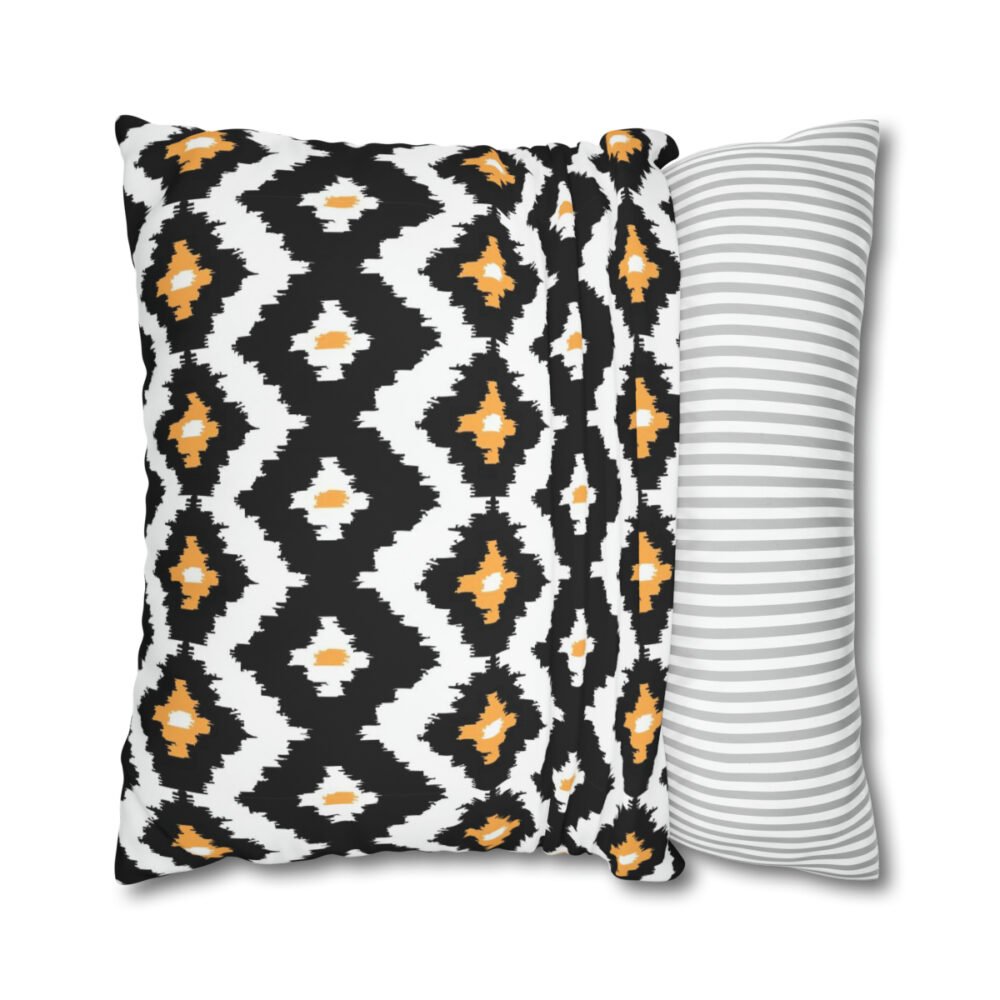 Beautiful Black Orange White Ikat Euro Shams - Image 2