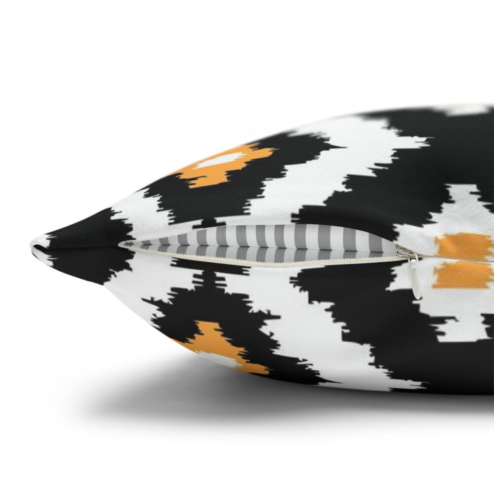 Beautiful Black Orange White Ikat Euro Shams - Image 5