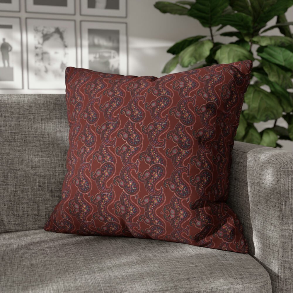 Decorative Burgundy Paisley Bed Pillow Shams with Zipper - Image 6