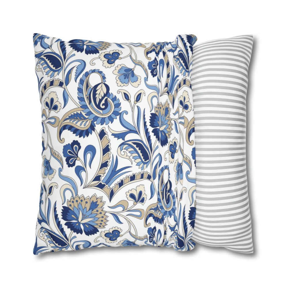Traditional Blue Paisley Bed Euro Pillow Shams - Image 2