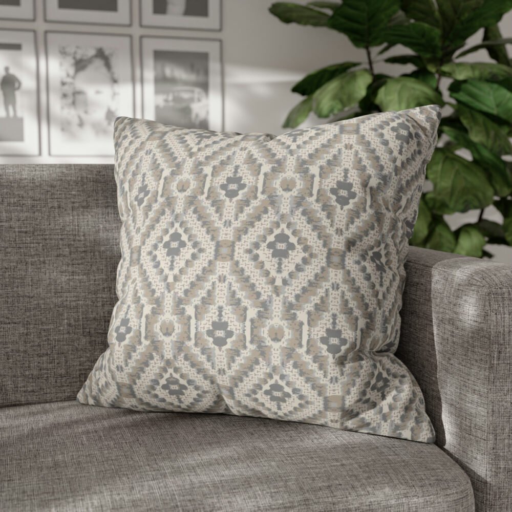 Gray and Beige Rhombus Geometric Printed Euro Pillow Shams - Image 4