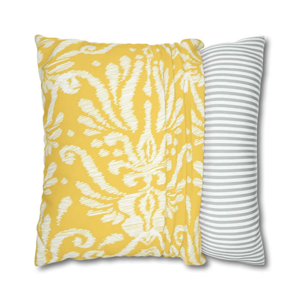 Ethnic Ikat Damask Yellow Euro Shams Pillow Covers - Image 2