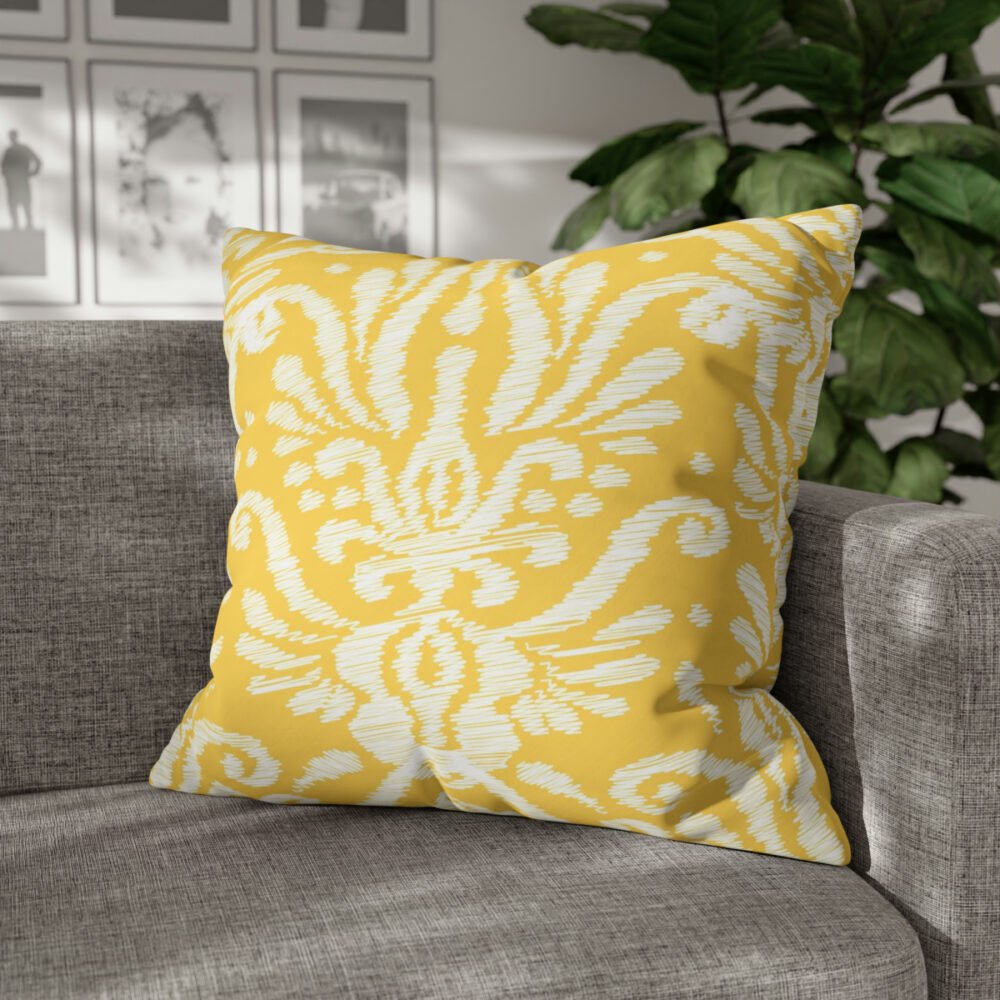 Ethnic Ikat Damask Yellow Euro Shams Pillow Covers - Image 6