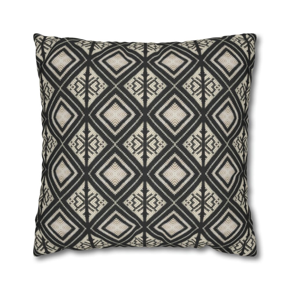 Black Ethnic Ikat Rustic Design Euro Pillow Shams