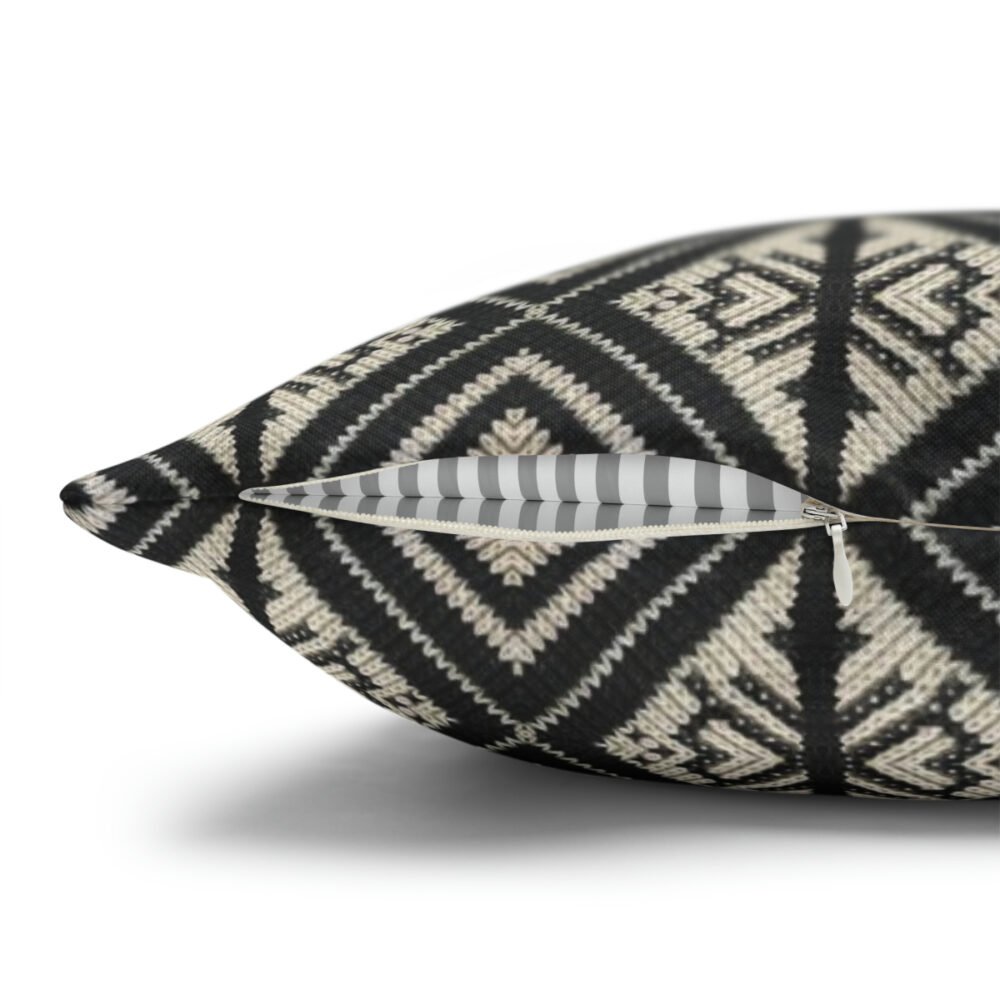 Black Ethnic Ikat Rustic Design Euro Pillow Shams - Image 5