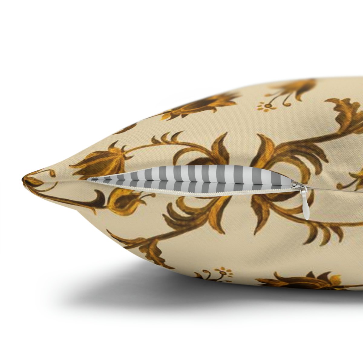 Beautiful Painted Golden Floral Print on Beige Euro Shams - Image 3