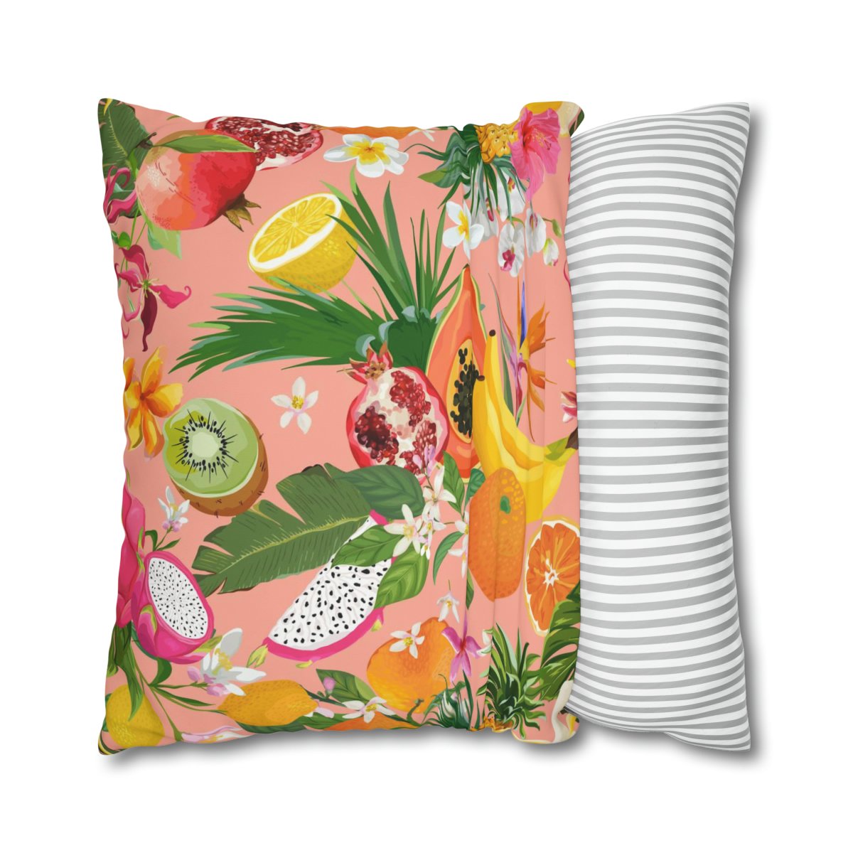 Pink Tropical Euro Pillow Covers with Zipper - Image 4
