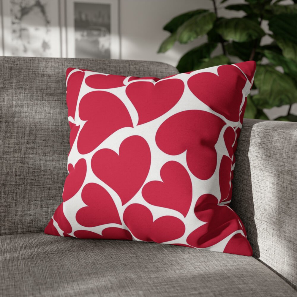 Beautiful Red Heart Pattern on White Throw Pillow Covers - Image 4
