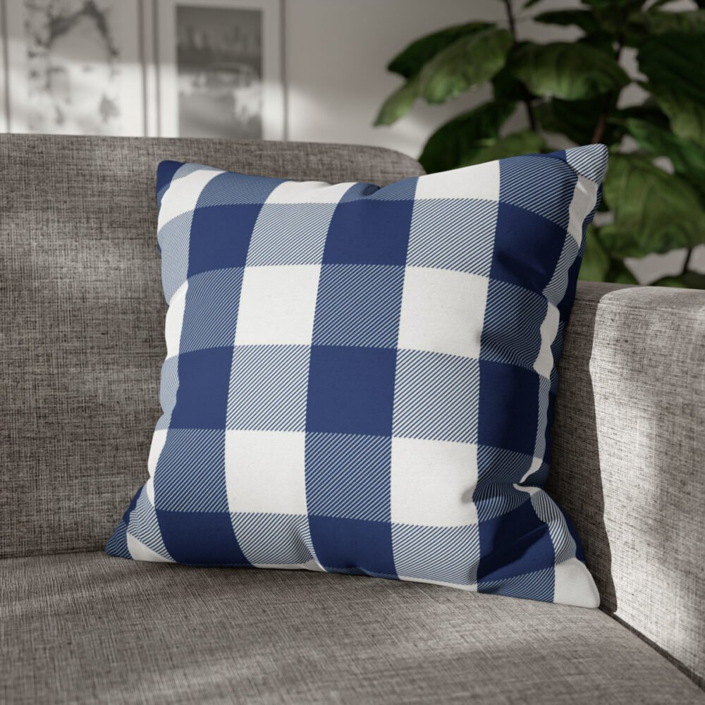 Classic Blue Plaid Decorative Throw Pillow Covers - Image 4