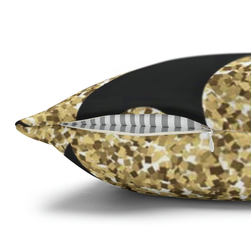 Trendy Glittering Gold Hearts Pattern on Black Pillow Covers - Image 3