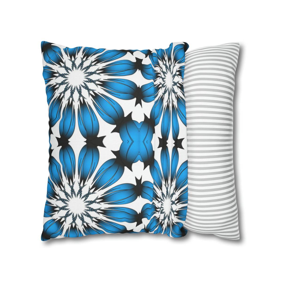 Retro Ceramics Tile Patterns Blue Euro Shams - Image 2