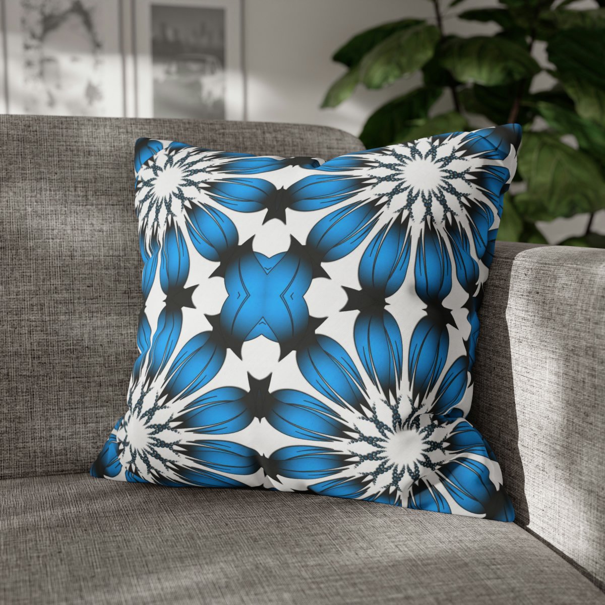 Retro Ceramics Tile Patterns Blue Euro Shams - Image 4