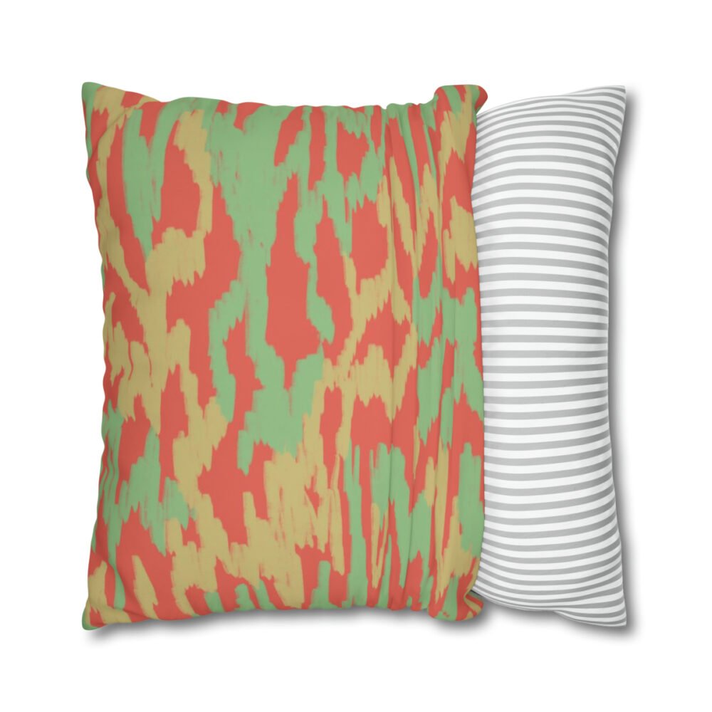 Green, Yellow n Coral Pink Zigzag Stripes Euro Pillow Shams - Image 2