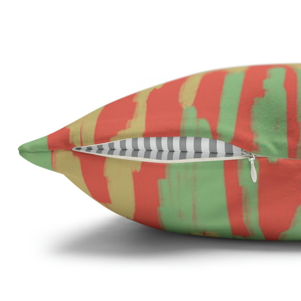 Green, Yellow n Coral Pink Zigzag Stripes Euro Pillow Shams - Image 3