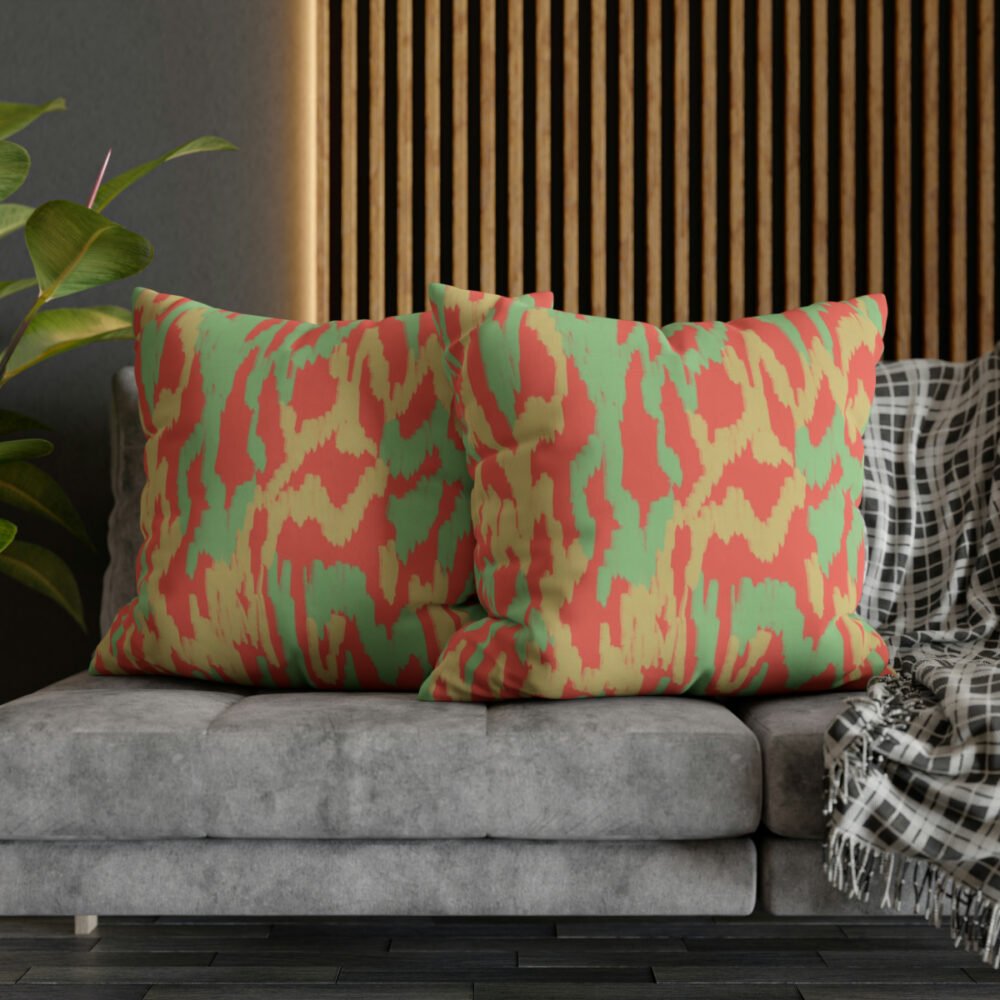 Green, Yellow n Coral Pink Zigzag Stripes Euro Pillow Shams - Image 5