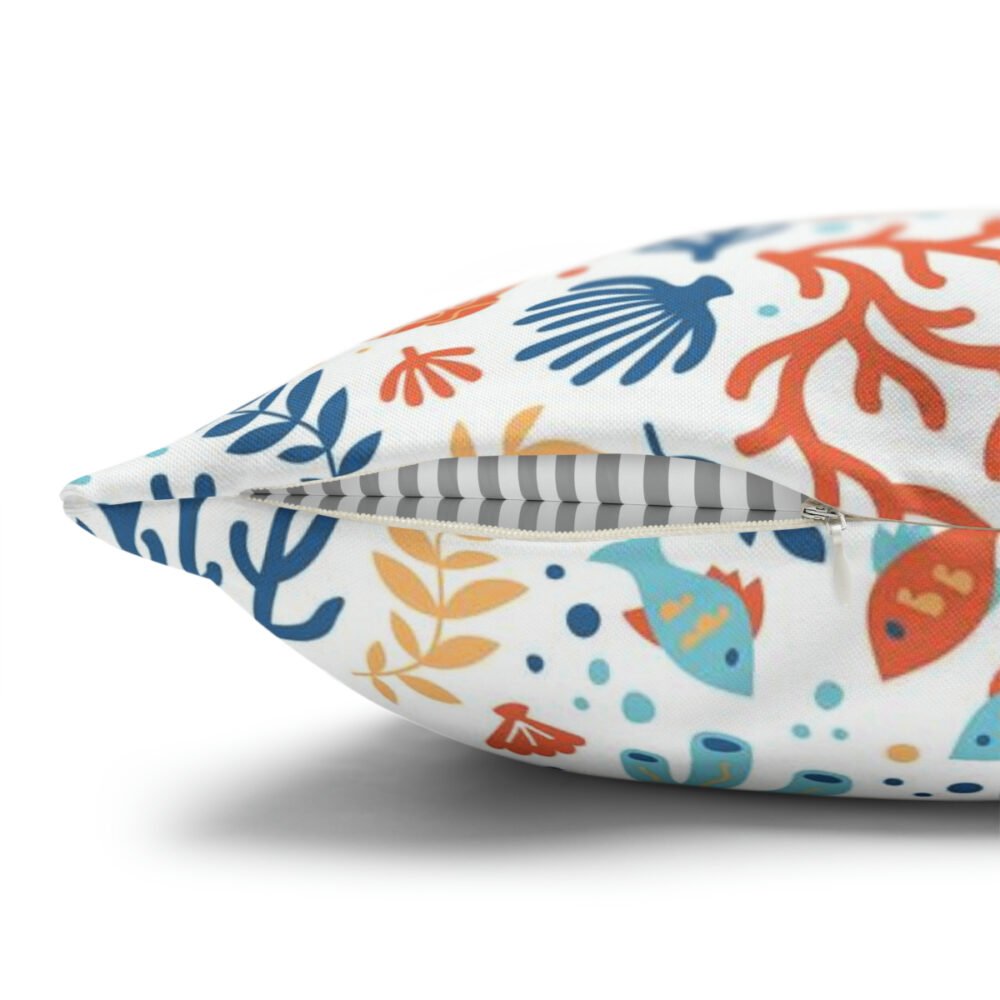 Blue Orange Tropical Fishes n Corals Euro Pillow Shams - Image 3