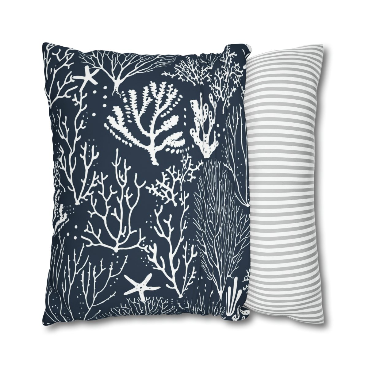 Coral Reef on Dark Blue Euro Pillow Shams - Image 2