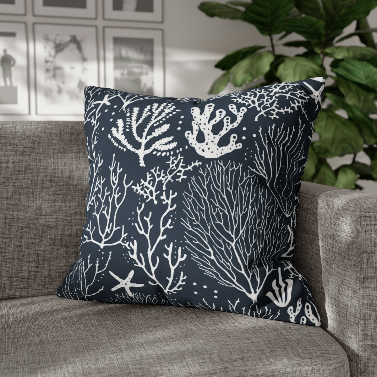 Coral Reef on Dark Blue Euro Pillow Shams - Image 4