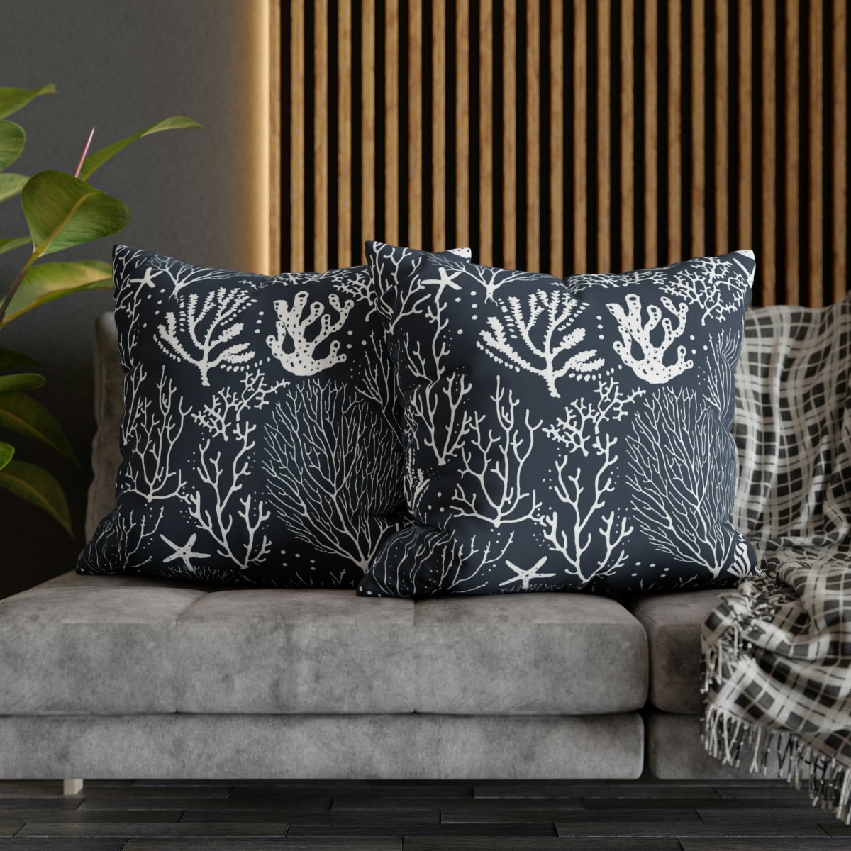 Coral Reef on Dark Blue Euro Pillow Shams - Image 5