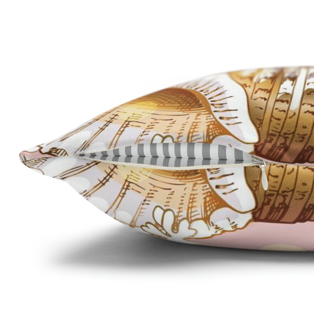 Gold Shell n Coral On Light Pink Euro Pillow Shams - Image 3