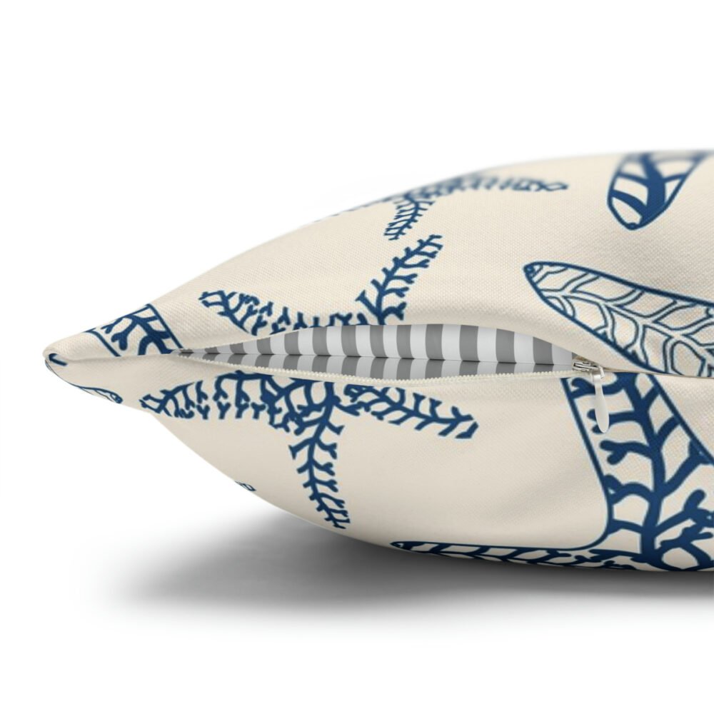 Blue Starfish on Pastel Beige Euro Pillow Shams - Image 3
