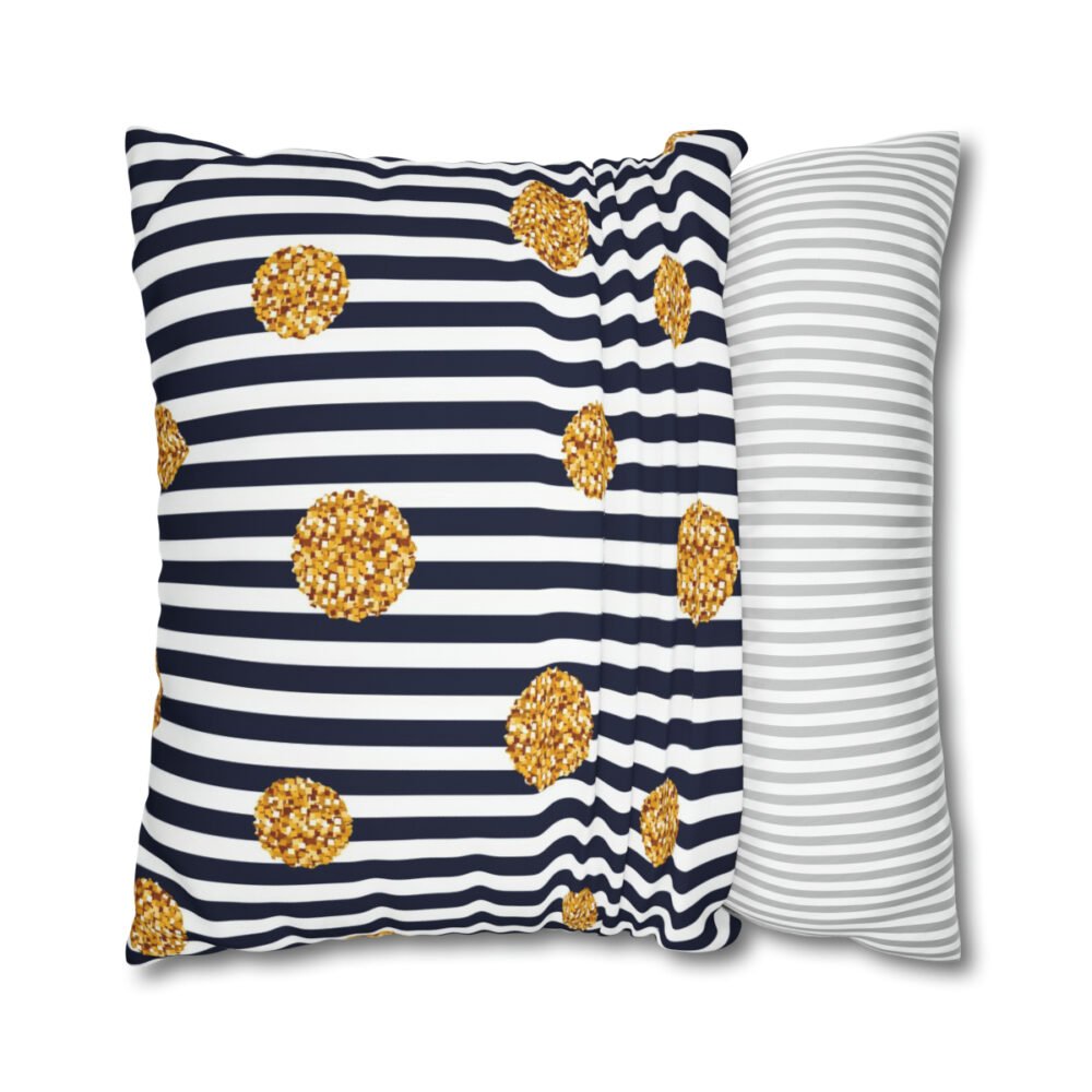 Black n White Striped Euro Shams with Gold Glitter Circle - Image 2
