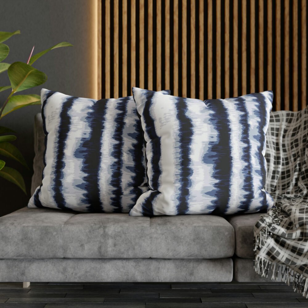 Tie-Dyed Canvas Textured Blue n White Euro Shams - Image 5