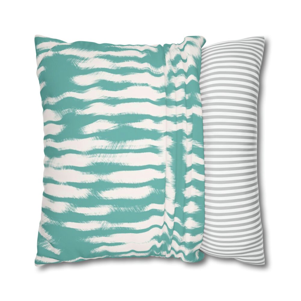 Aegean Teal Coastal Striped Euro Pillow Shams - Image 2