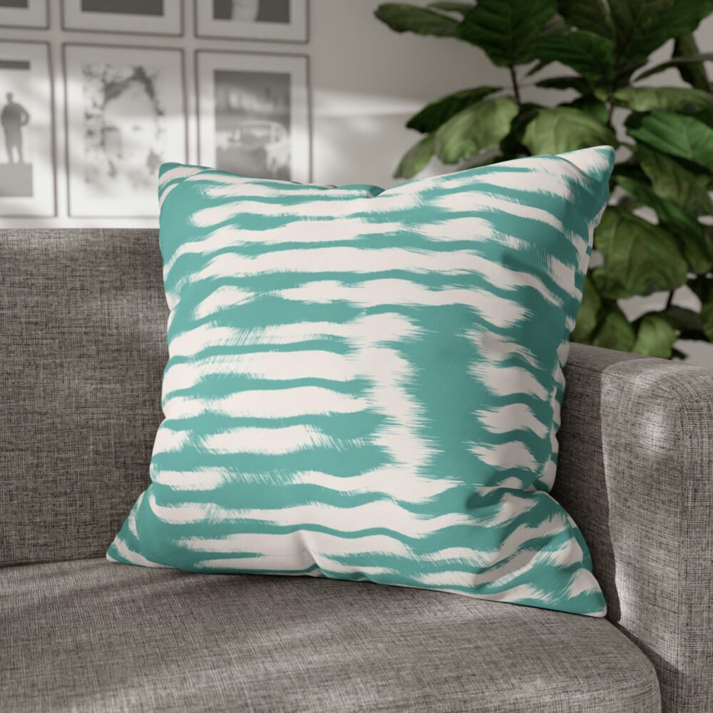 Aegean Teal Coastal Striped Euro Pillow Shams - Image 4