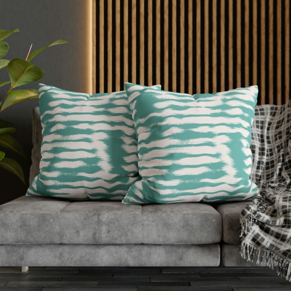 Aegean Teal Coastal Striped Euro Pillow Shams - Image 5