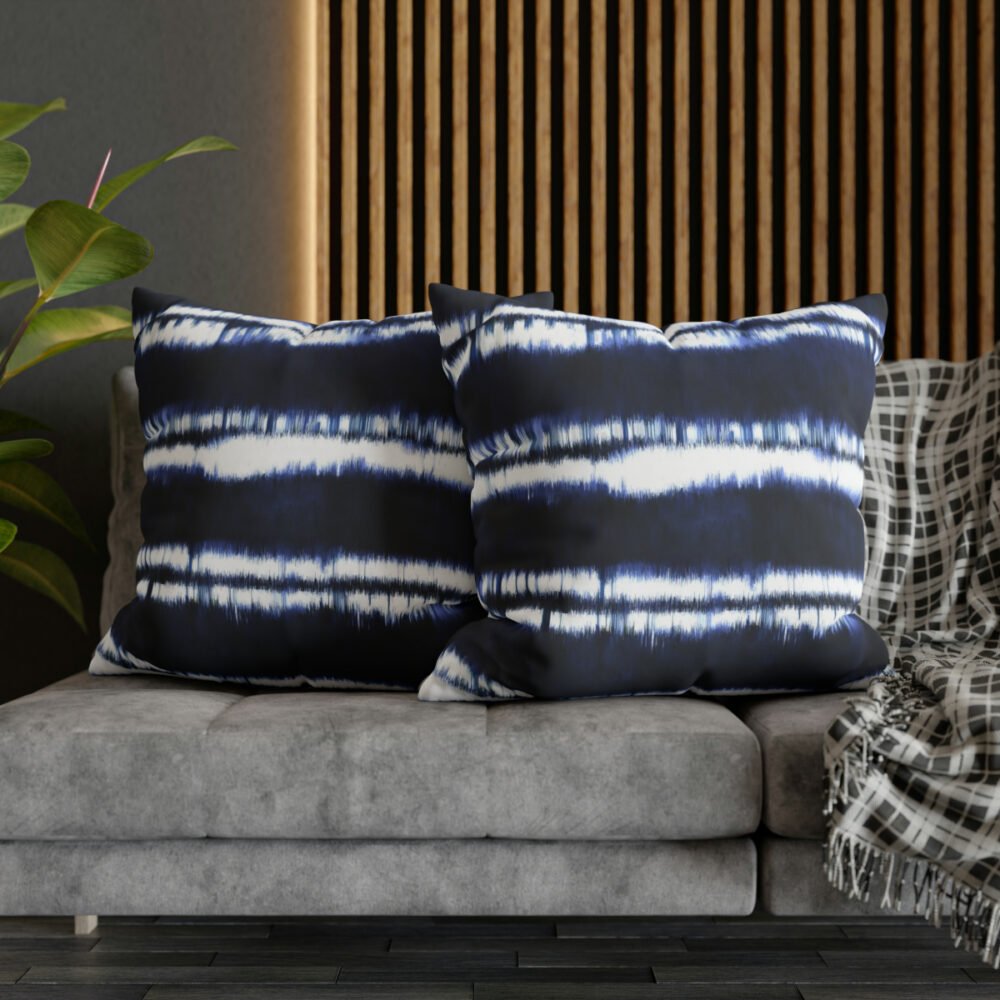 Modern Indigo Tie Dyed Fabric Euro Pillow Shams - Image 5