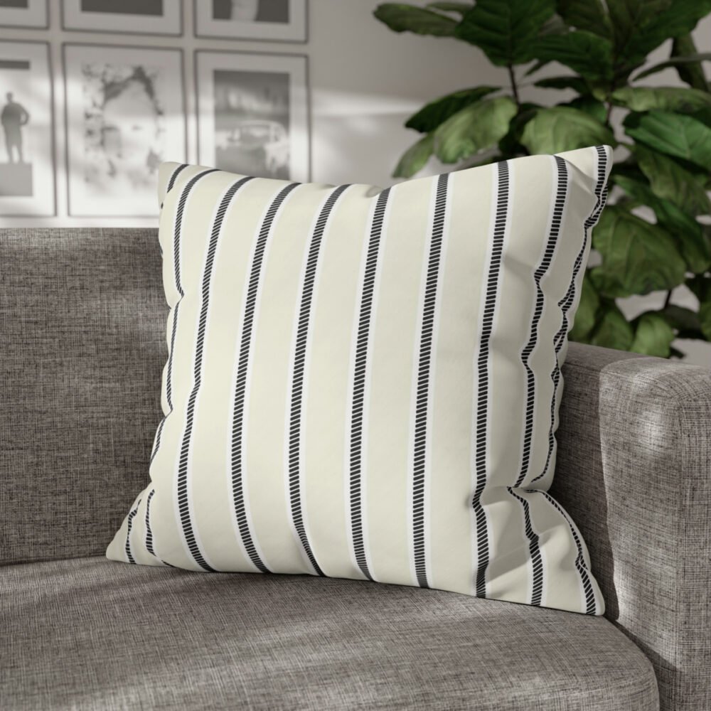 Classic Beige n Black Striped Euro Pillow Shams - Image 4
