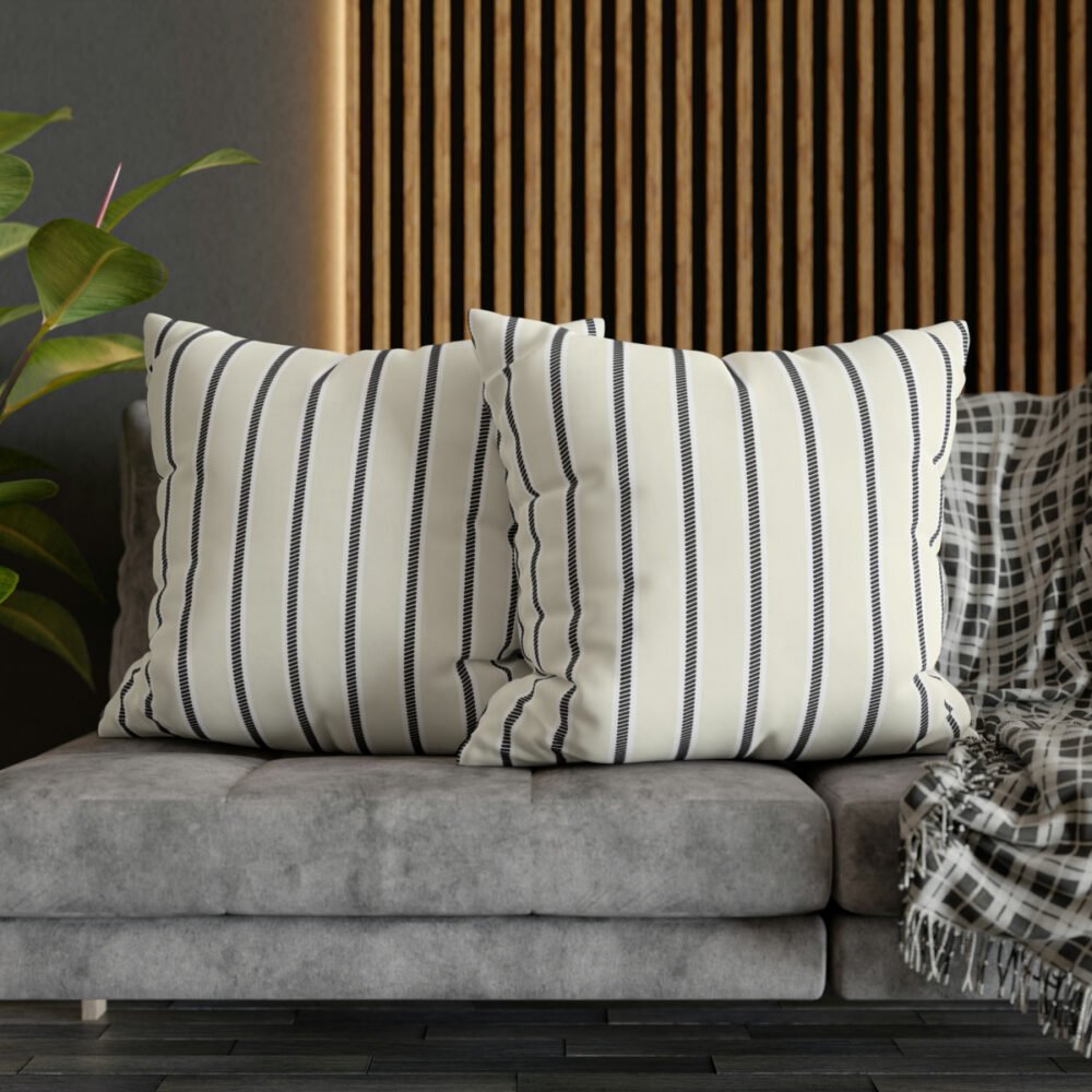 Classic Beige n Black Striped Euro Pillow Shams - Image 5