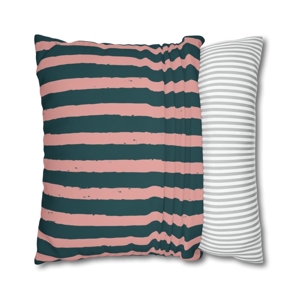 Green n Pink Horizontal Striped Euro Pillow Shams - Image 2