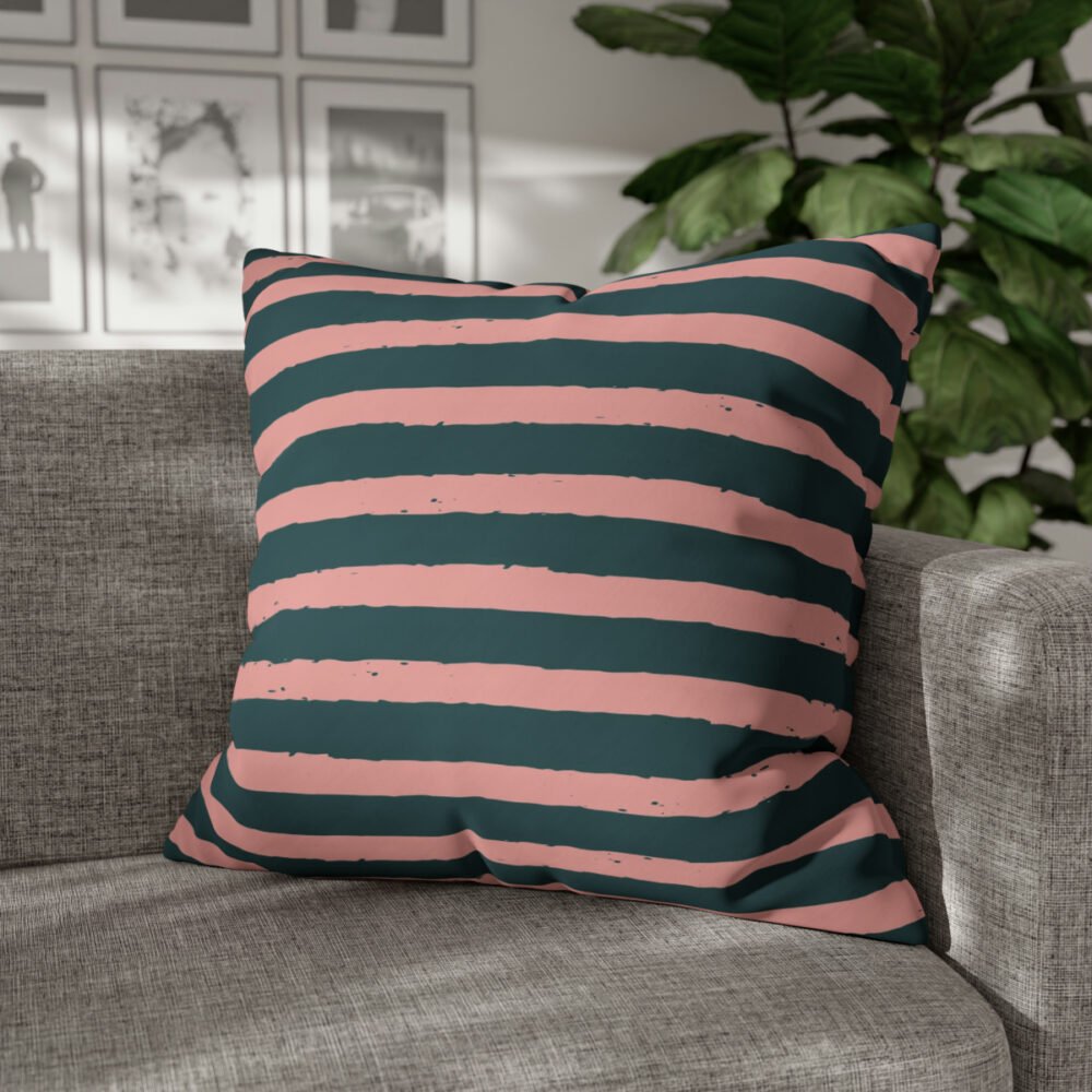 Green n Pink Horizontal Striped Euro Pillow Shams - Image 4