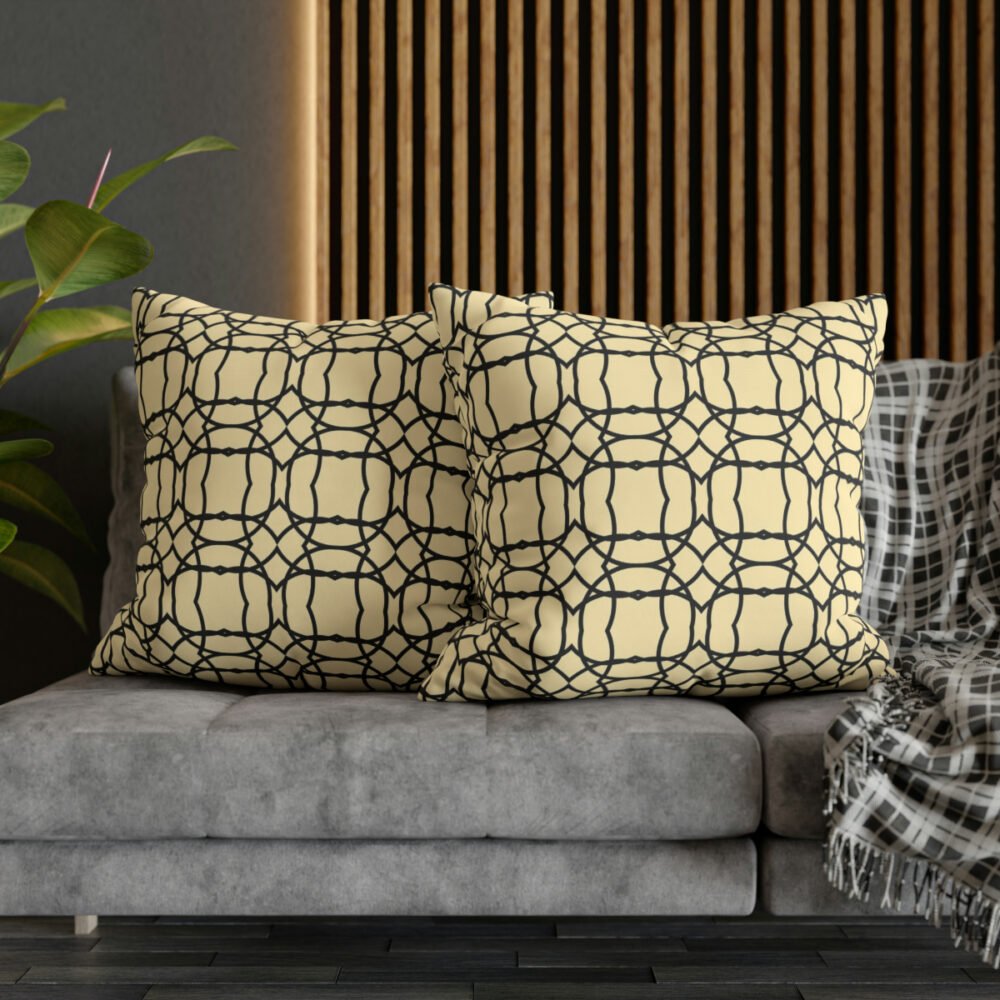 Ethnic Tribal Striped in Black n Cream Euro Pillow Shams - Image 5