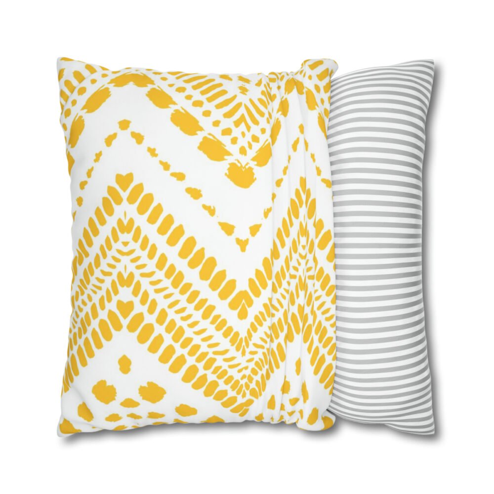 Hand Painted Zigzag Striped Yellow n White Euro Shams - Image 2
