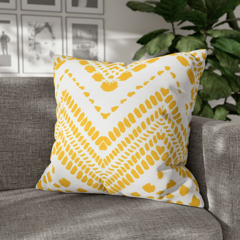 Hand Painted Zigzag Striped Yellow n White Euro Shams - Image 4