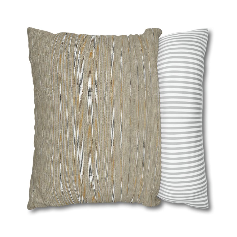 Beige Sand Plain Nautical Striped Euro Pillow Shams - Image 2