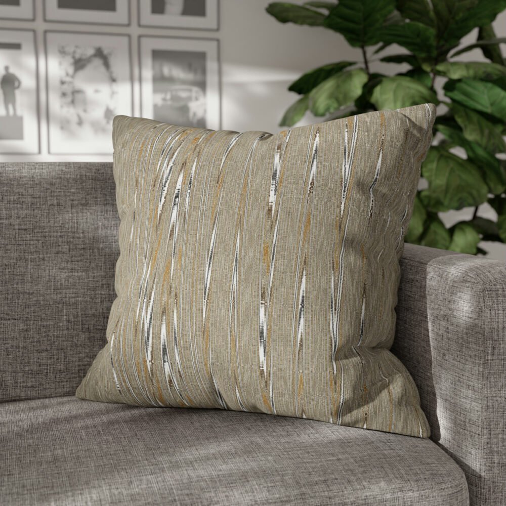 Beige Sand Plain Nautical Striped Euro Pillow Shams - Image 4