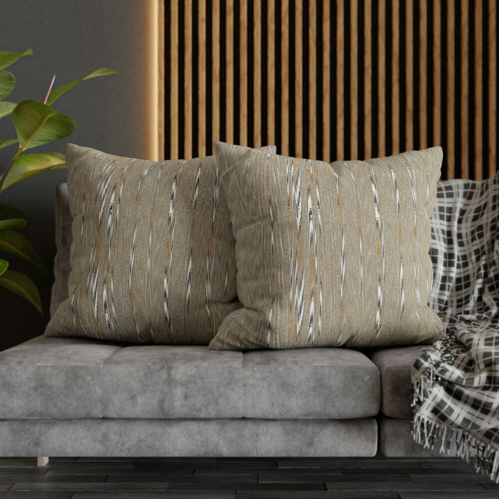 Beige Sand Plain Nautical Striped Euro Pillow Shams - Image 5