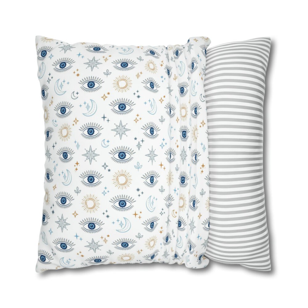 Trendy Blue n Golden Magical Eyes Design Euro Shams - Image 2