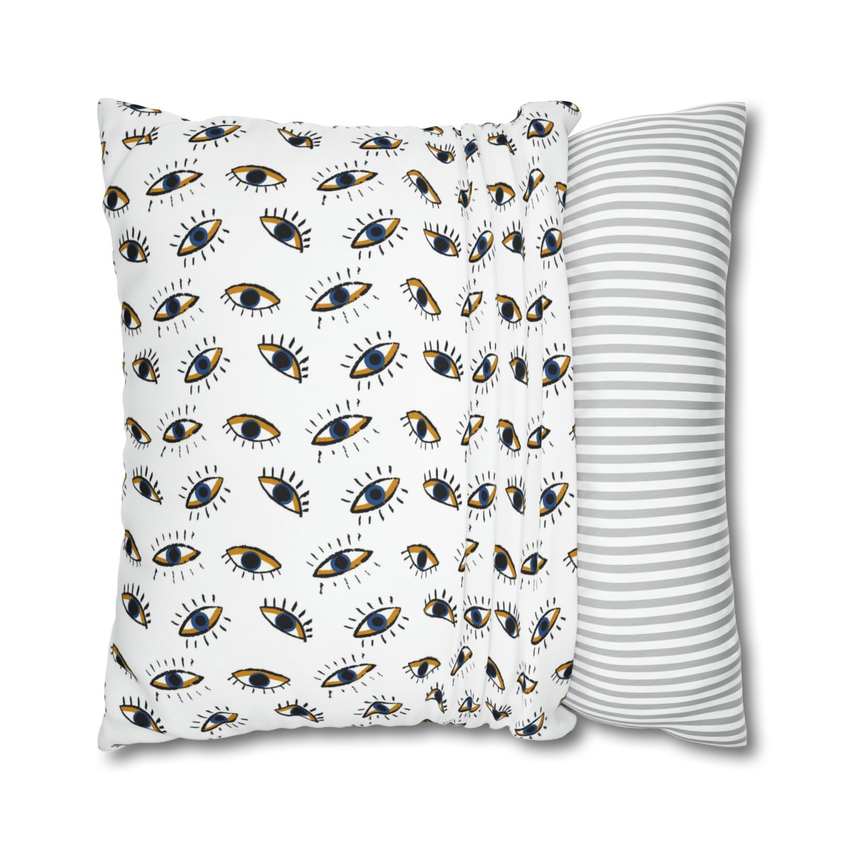 Seamless Eyes Pattern on White Euro Pillow Shams - Image 2