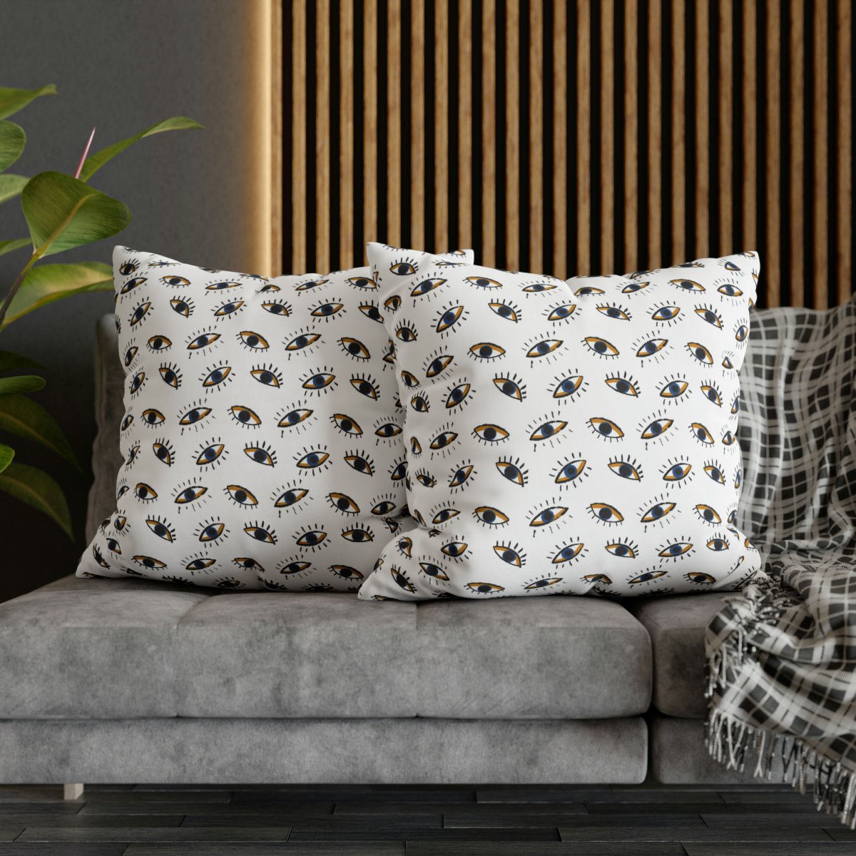 Seamless Eyes Pattern on White Euro Pillow Shams - Image 5