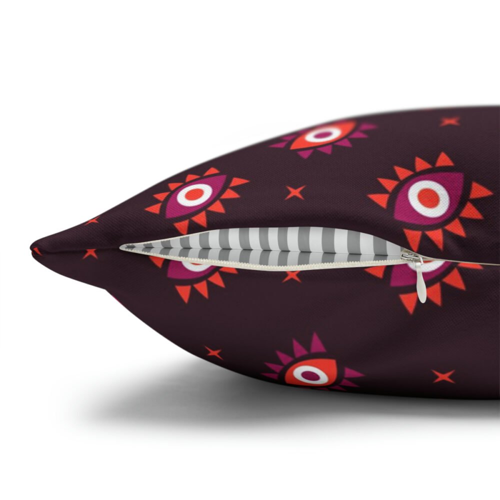 Pink Evil Eye Pattern on Maroon Euro Pillow Shams - Image 3